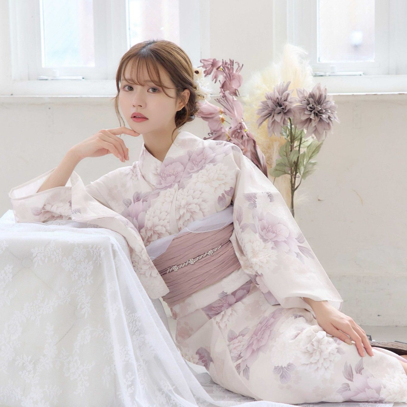 【美品✨セット販売】【手洗い可能✨】紫のお花総柄の浴衣とレース兵児帯 楽天市場】浴衣 レディース 4点set 4点セット 高級 花柄 ゆかた
