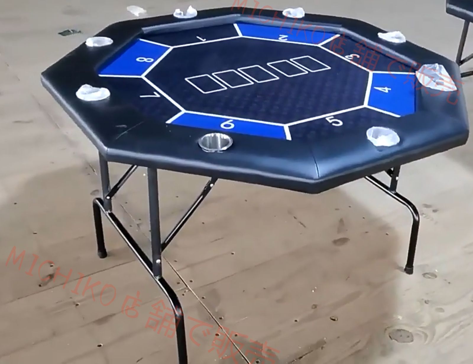 テキサスホールデム 折りたたみ式ポーカーテーブル 8人用 カジノゲーム 120cm STEELWINDOWSANDDOORS_COM