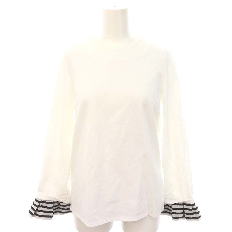 ボーダーズアットバルコニー BORDERS at BALCONY RUFFLED CUFF TEE Tシャツ カットソー 長袖 36 白 ホワイト  /MF □OS - メルカリ