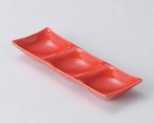 ロ624-228 カラー3品皿 レッド