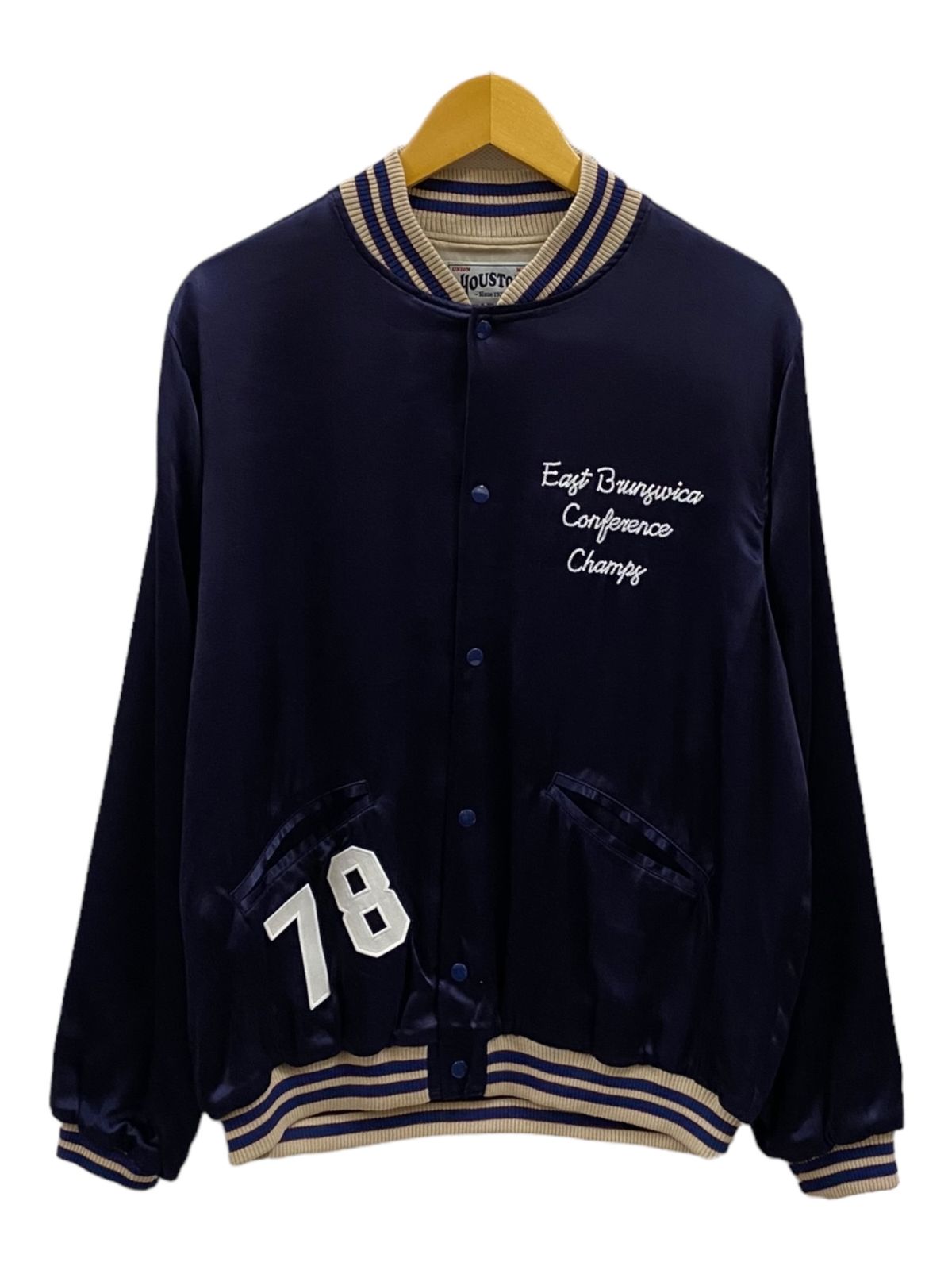 HOUSTON (ヒューストン) RAYON AWARD JACKET（EAST）レーヨンアワードジャケット 51250 L ネイビー 紺 メンズ/104