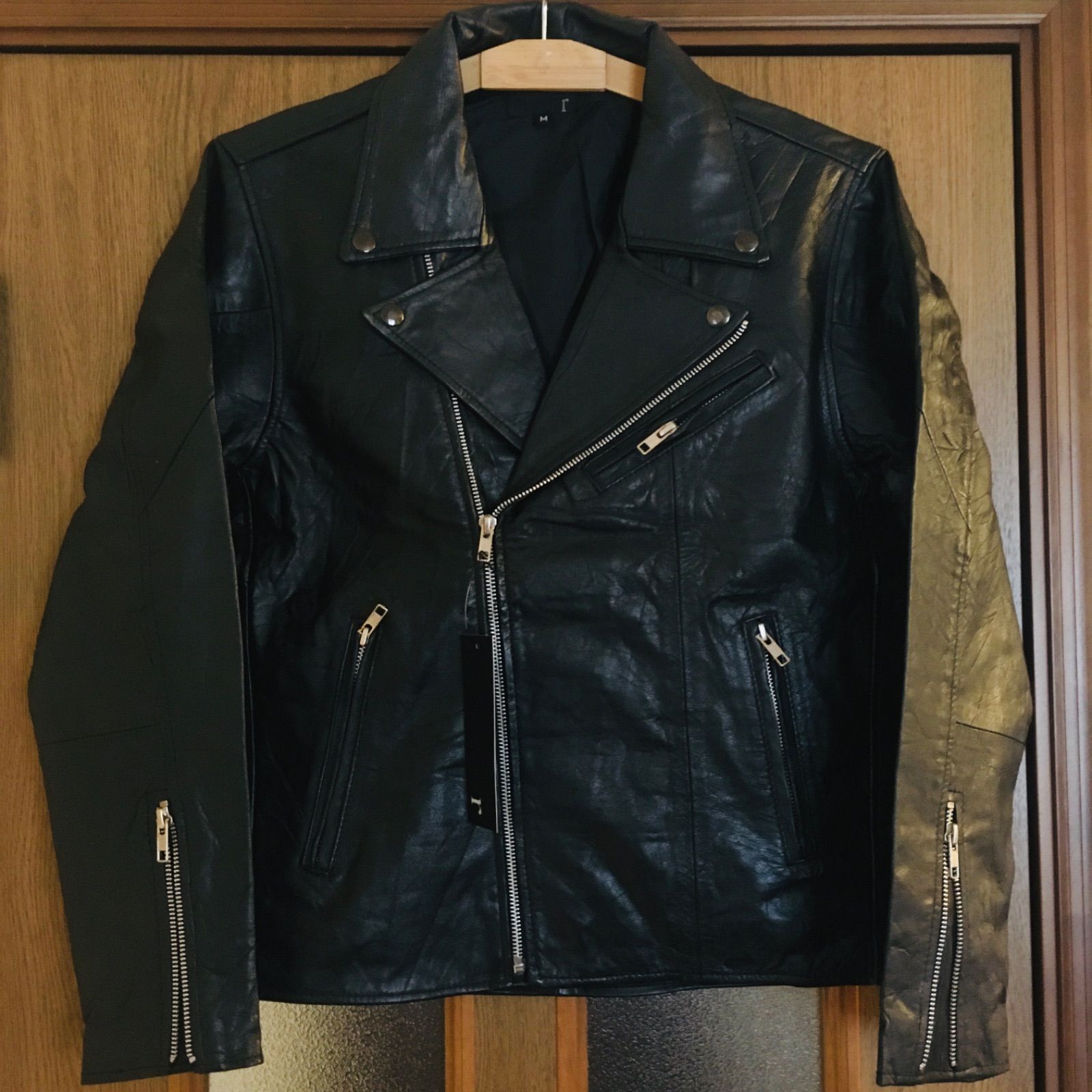 本革レザー タグ付き新品 未使用 M ダブルライダースジャケット リアル 