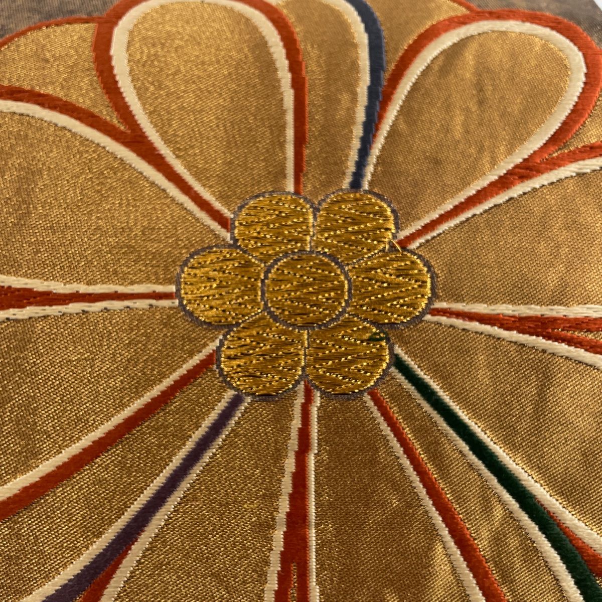 金色 着物 小石丸 絹 帯2632 創喜庵謹製 高級 正絹 小石丸 夏帯 六