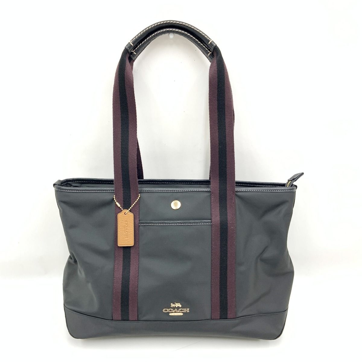 〇〇COACH コーチ ナイロン トートバッグ CA208 ワインレッド x 