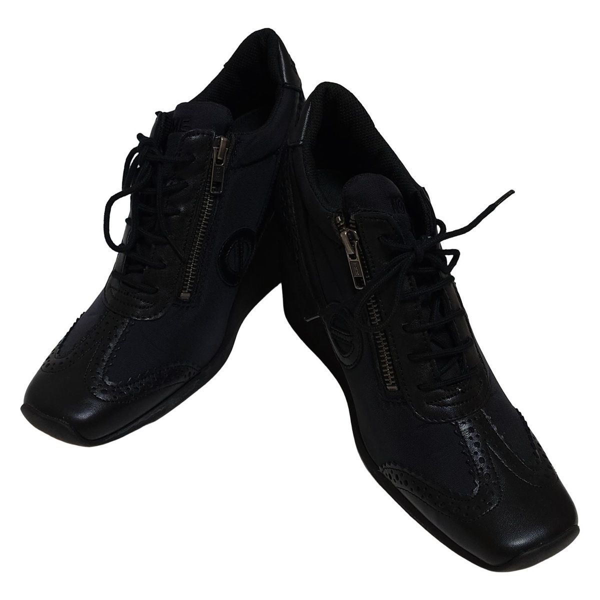 NONAME ノーネーム ブーティ 39 レディース - 黒 レースアップ|ウェッジソール|ウィングチップ レザー