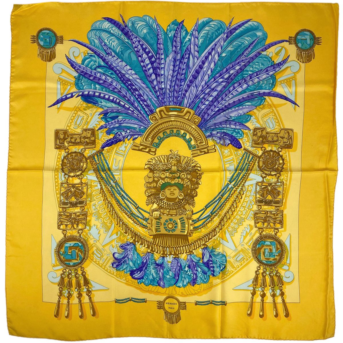 【未使用品】エルメス スカーフ カレ 90 装飾柄 羽 王冠 飾り シルク 未使用品】エルメス スカーフ カレ 90 装飾柄 羽 王冠 飾り