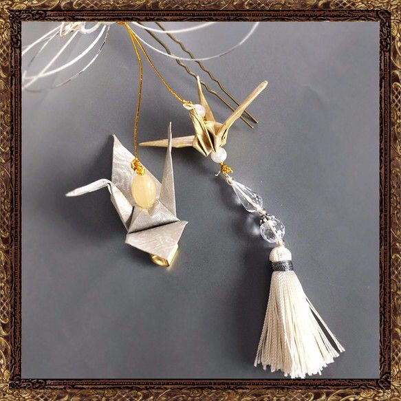 和装 成人式 水引 結婚式 髪飾り ヘッドドレス 御祝い水引細工（純白の  