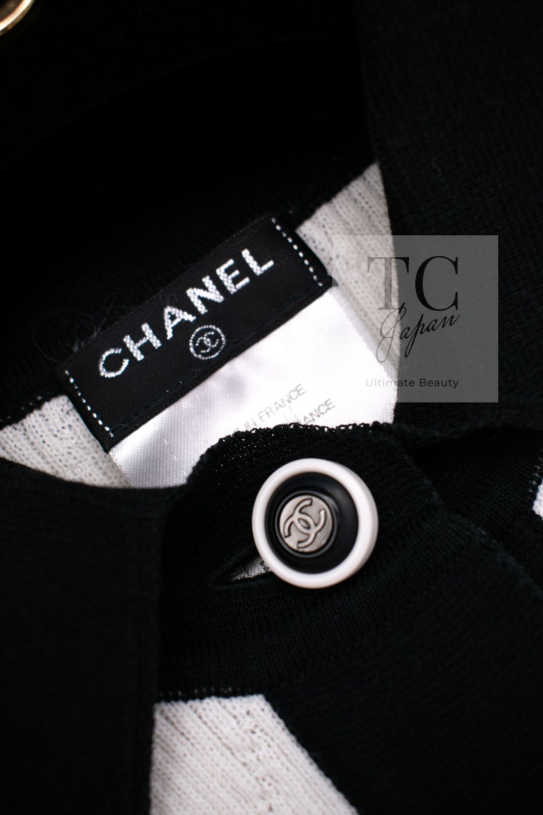 シャネル・ポロシャツ CHANEL】シャネル『ボーダー 半袖ポロシャツ size42