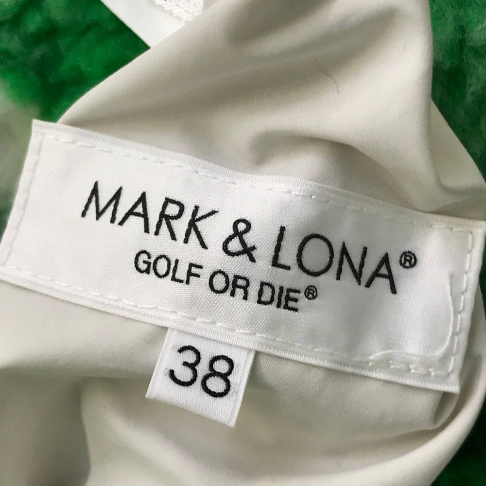 サイズ：38 MARK&amp;LONA マークアンドロナ ; 2023年モデル リバーシブル 中綿 ボア ジップベスト スカル 総柄 グリーン系 [240101424113] ゴルフウェア レディース ストスト サイズ：38 MARK&LONA マークアンドロナ ; 2023年モデル