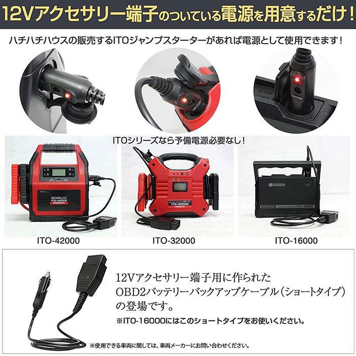 88HOUSE バッテリー ジャンプスターター OBDバックアップアダプタ付 88HOUSE バッテリー ジャンプスターター OBDバックアップ