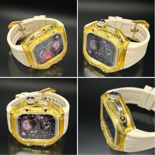 ゴールド アップルウォッチ 49mm ウルトラ クリアケースベルトセット