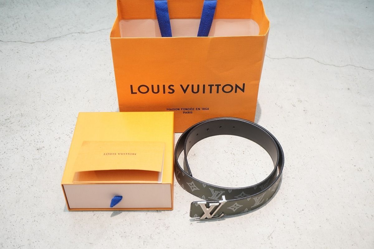 正規 24AW Louis Vuitton ルイヴィトン LVロゴ モノグラム シャドウ レザー 40MM リバーシブル ベルト M8895U 90|36 本物919P♪