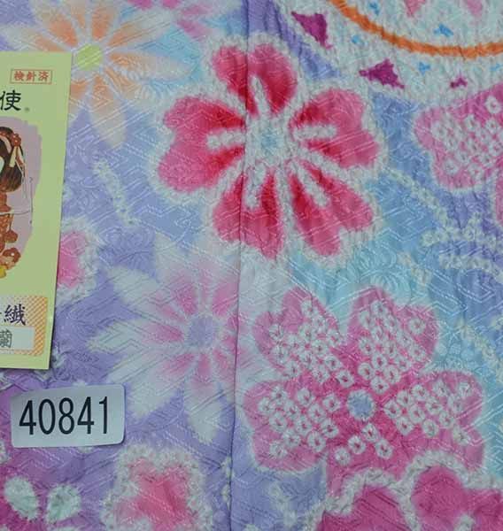 七五三 七歳 祝着 着物と長襦袢の2点セット 女児 合繊 総絞り 藤色地