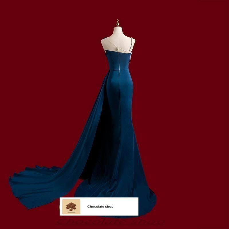 カラードレス ファスナー パーティードレス ブルー ワンショルダー フォーマル ロングドレス マーメイドドレス 結婚式 二次会 発表会 花嫁 WP数量 価格926