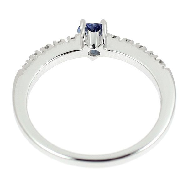 K18WG ハートシェイプ サファイア ダイヤモンド リング D0.13ct