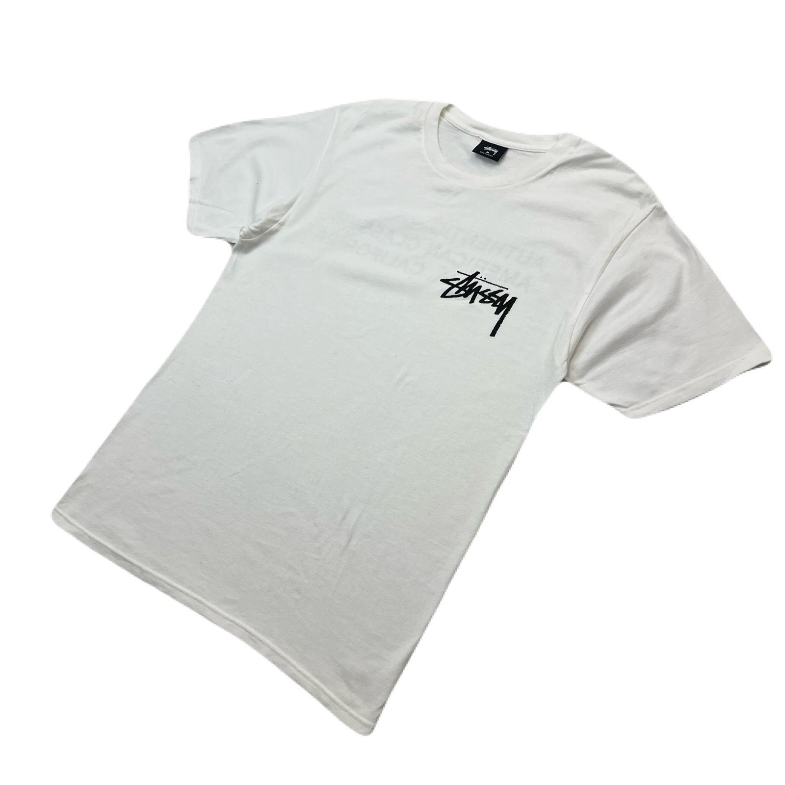 ステューシー STUSSY ホワイト 白 胸 背中ロゴ 半袖 Tシャツ