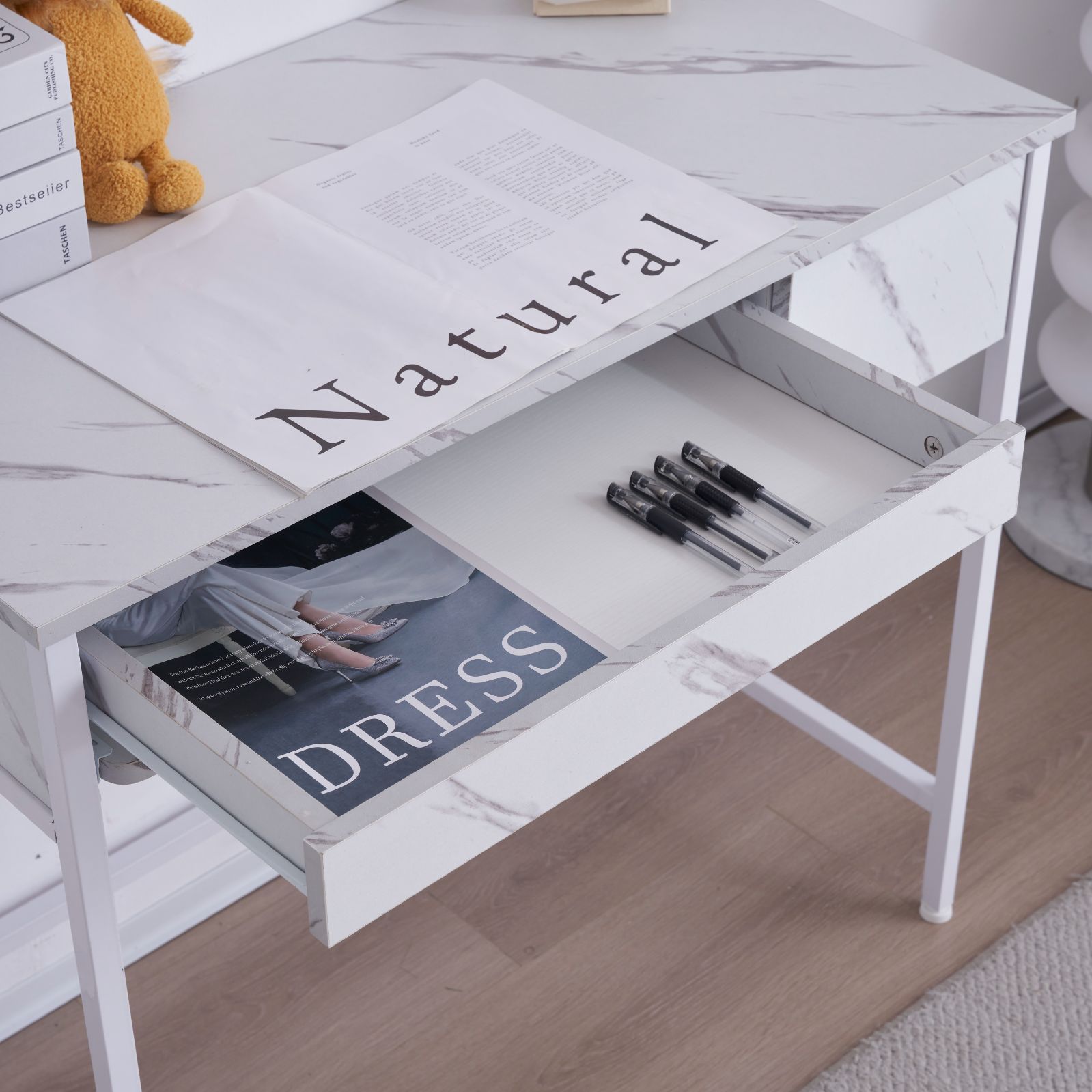 【ホワイト】パソコンデスク引き出し付き 収納台 pcデスク 机 大理石柄おしゃれ Amazon | 【ホワイト】 パソコンデスク 引き出し付き 収納台 pc