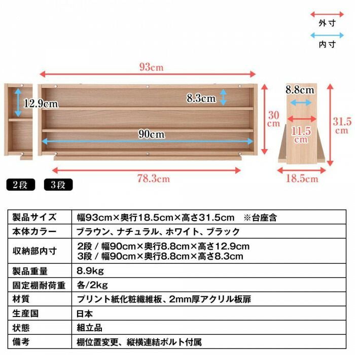 Nゲージ HOゲージ対応 鉄道模型ディスプレイケース幅93 cm ブラック TMC K 93 BK