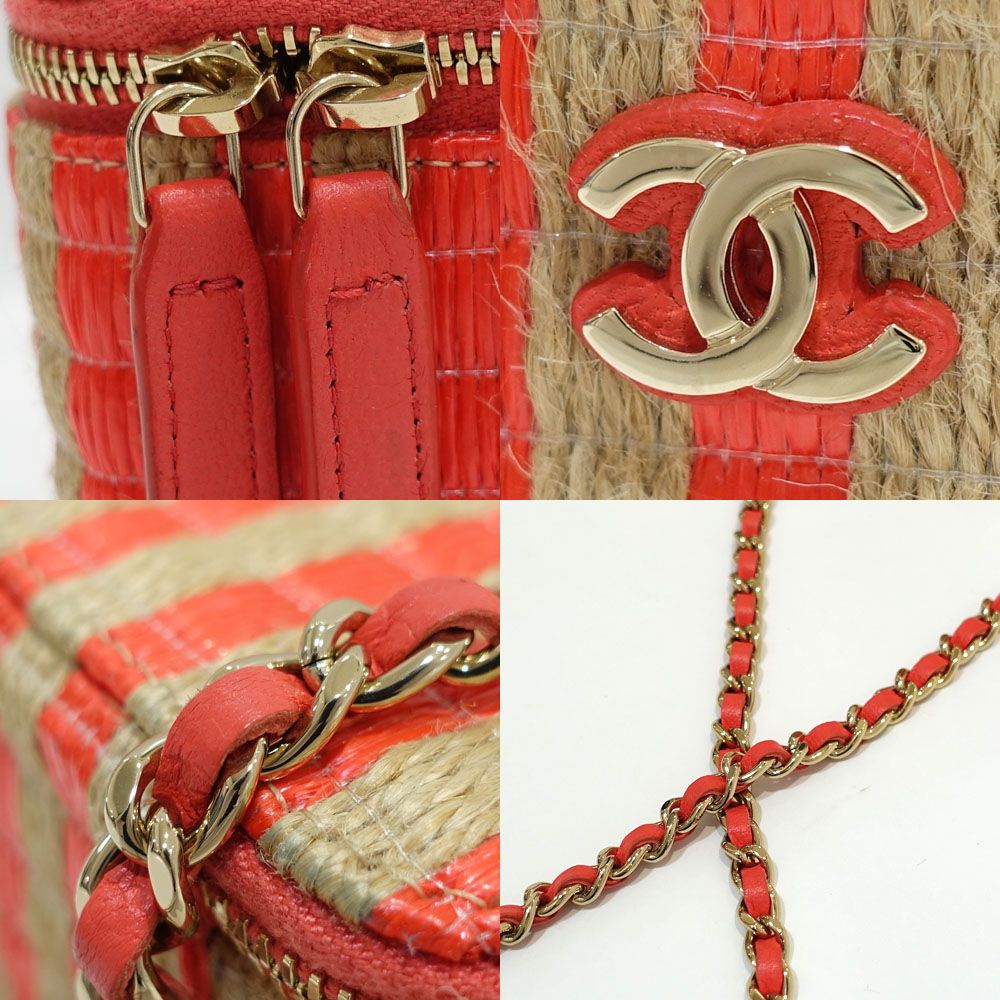 極美品】シャネル ラフィア チェーンバニティ ショルダーバッグ 31番台