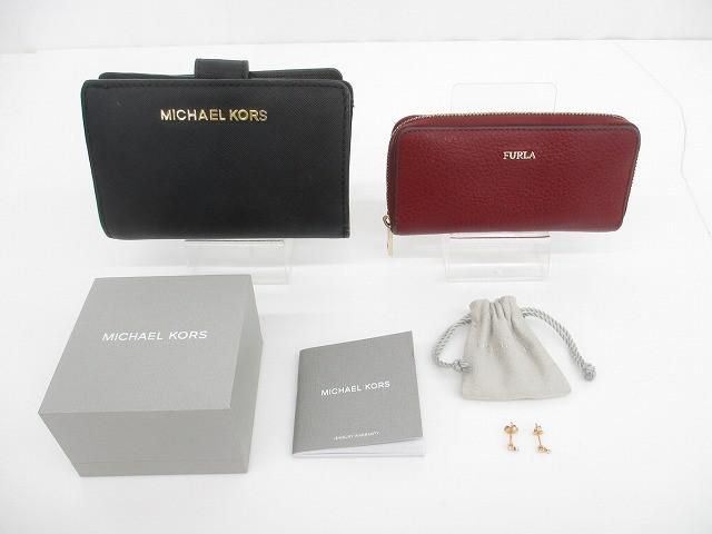 マイケルコース フルラ 二つ折り財布|ピアス シルバー925|レザーキーケース 3点 レディース