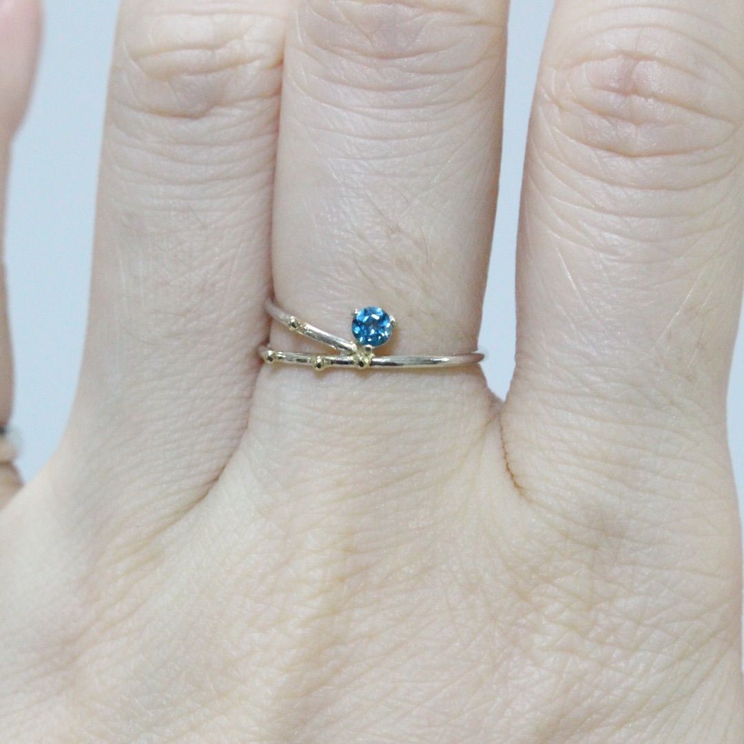 鮮やか美しいロンドンブルートパーズのK10粒々3way細身デザイン