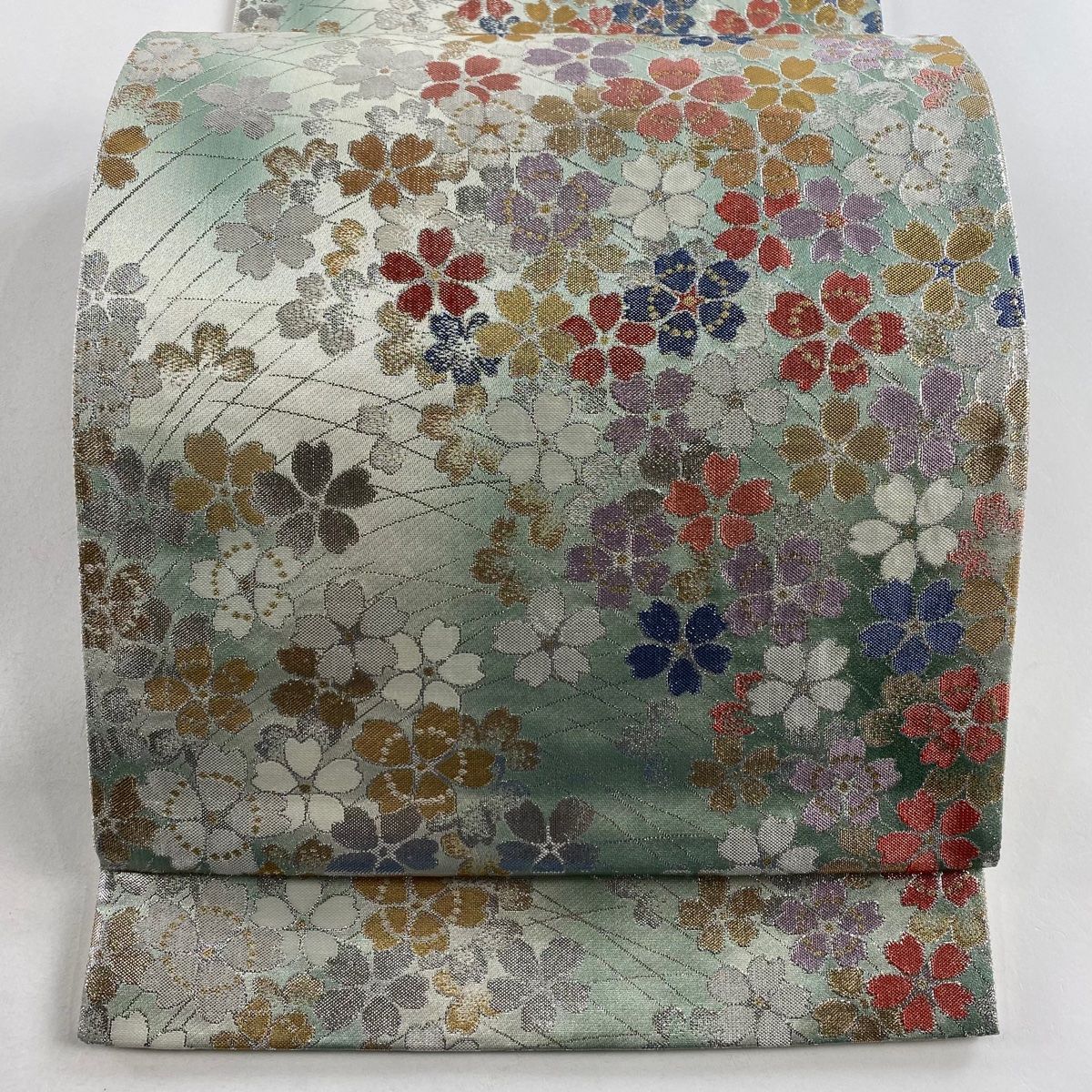 袋帯 秀品 桜 箔 薄緑 六通 正絹 【中古】 - メルカリ