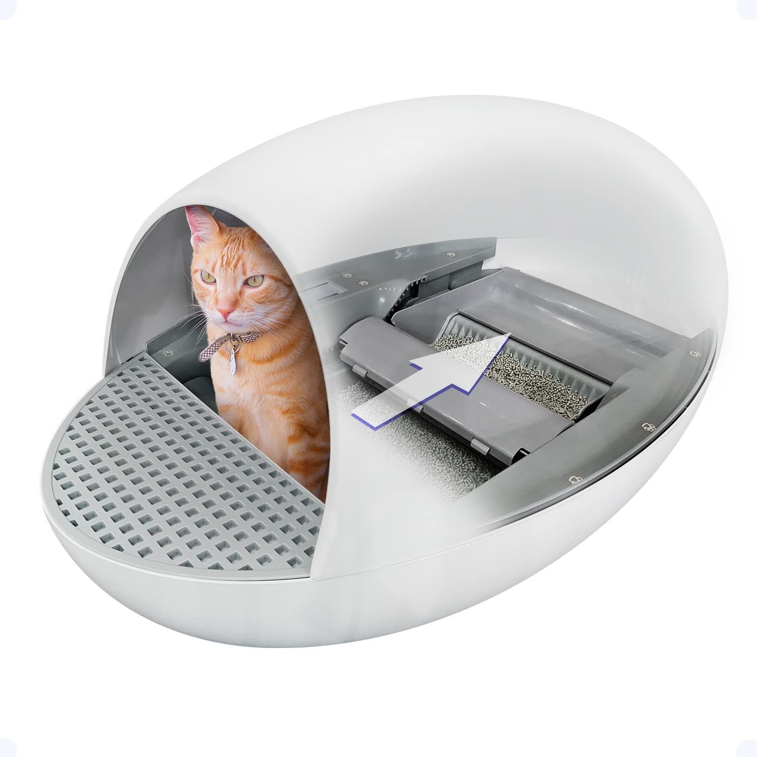 Cat sEgg 猫の楽々タマゴ Ver.3 ドームタイプ ホワイト シャベル付 スコップ 砂払いマット 猫用トイレ 赤外線センサー ペットトイレ 自動猫用トイレ トイレ本体 自動トイレ トイレ 自動清掃 猫 猫砂 eモンズ