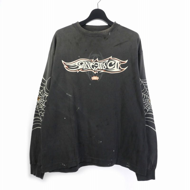セントマイケル SAINTMICHAEL 25SS LS TEE INSANITY カットソー ロンT Tシャツ 長袖 L 黒 ブラック SM-HR8-0000-C41