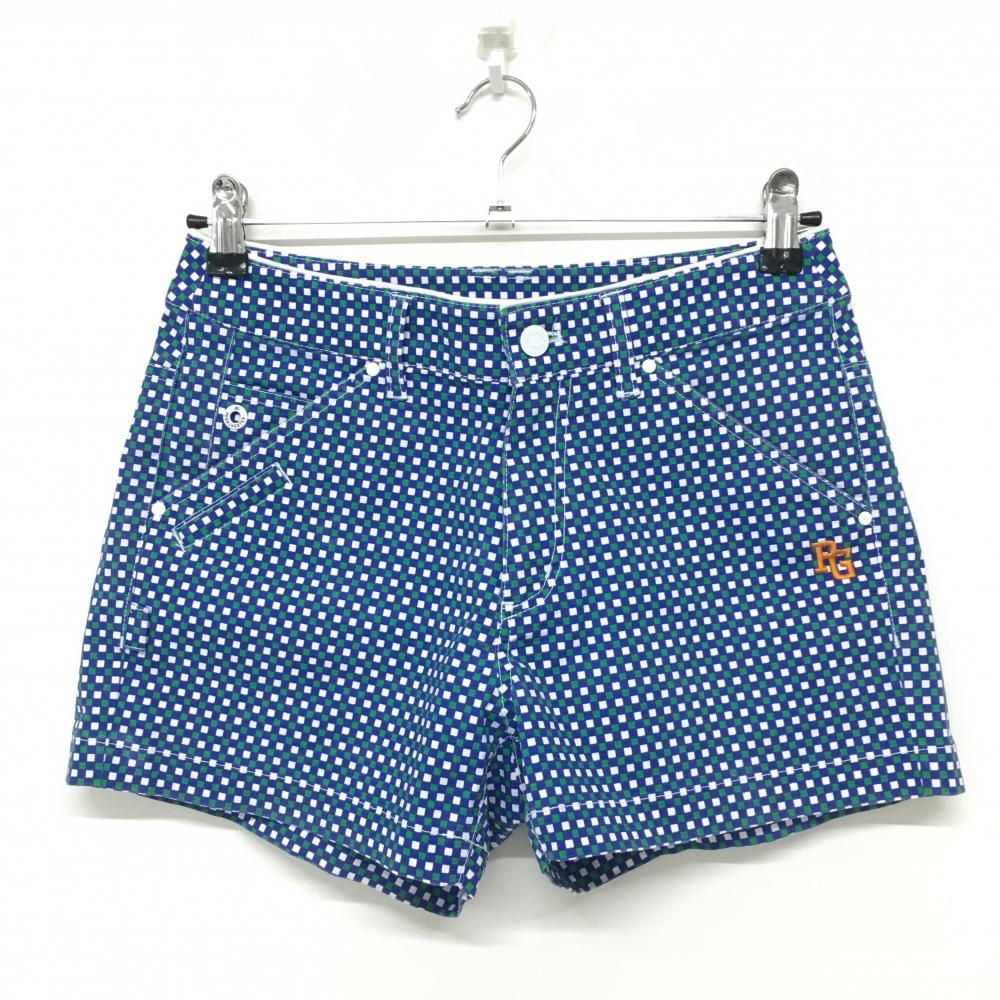 パーリーゲイツ ショートパンツ ブルー×グリーン ブロックチェック 30周年 レディース 0 S ゴルフウェア PEARLY GATES