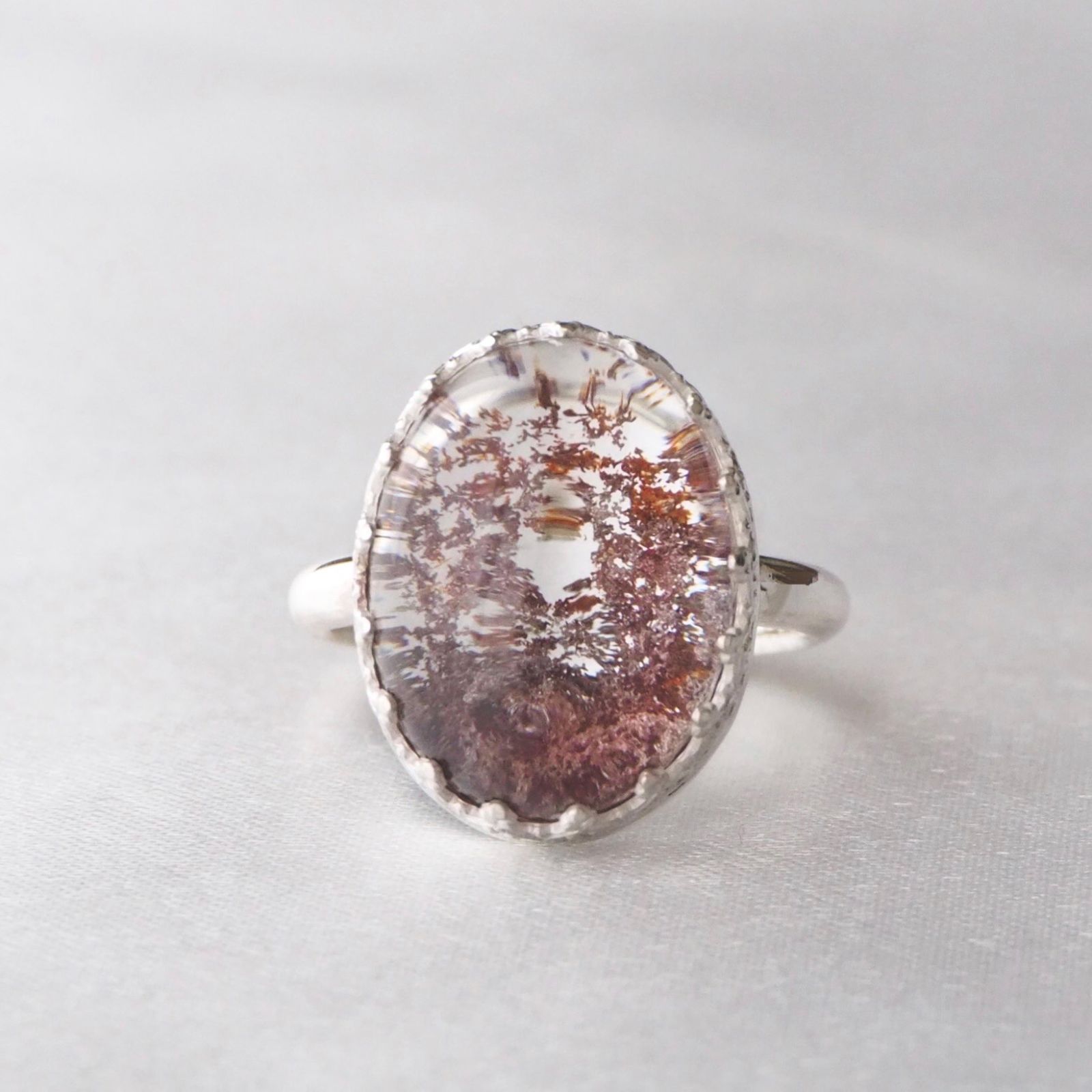 Garden Quartz ring -ガーデンクォーツ 彫金 重ね付け 天然石リング