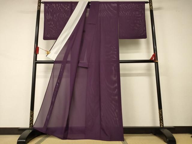 平和屋着物 夏物 色無地 絽 似せ紫色 洗える着物 AABA9312jd