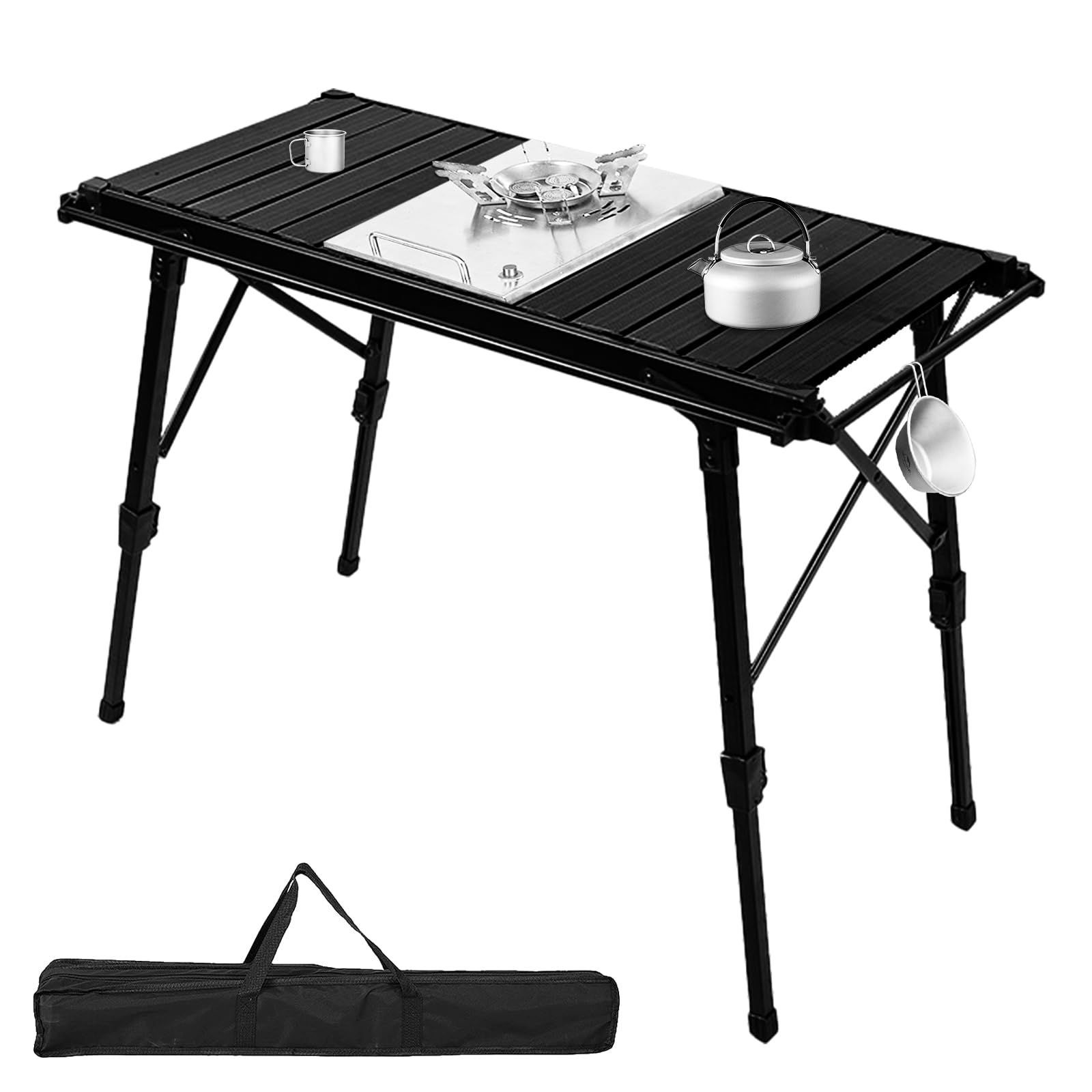 バーベキュー テーブル テーブル BBQ テーブル camping コンパクト 簡単便利 table 高さ調節 アルミ 軽量 耐熱 折り畳み 焚き火テーブル キャンプ用品 収納袋付き30㎏荷重 アウトドア 頑丈 テーブル 15秒組立!! IGT Panovol