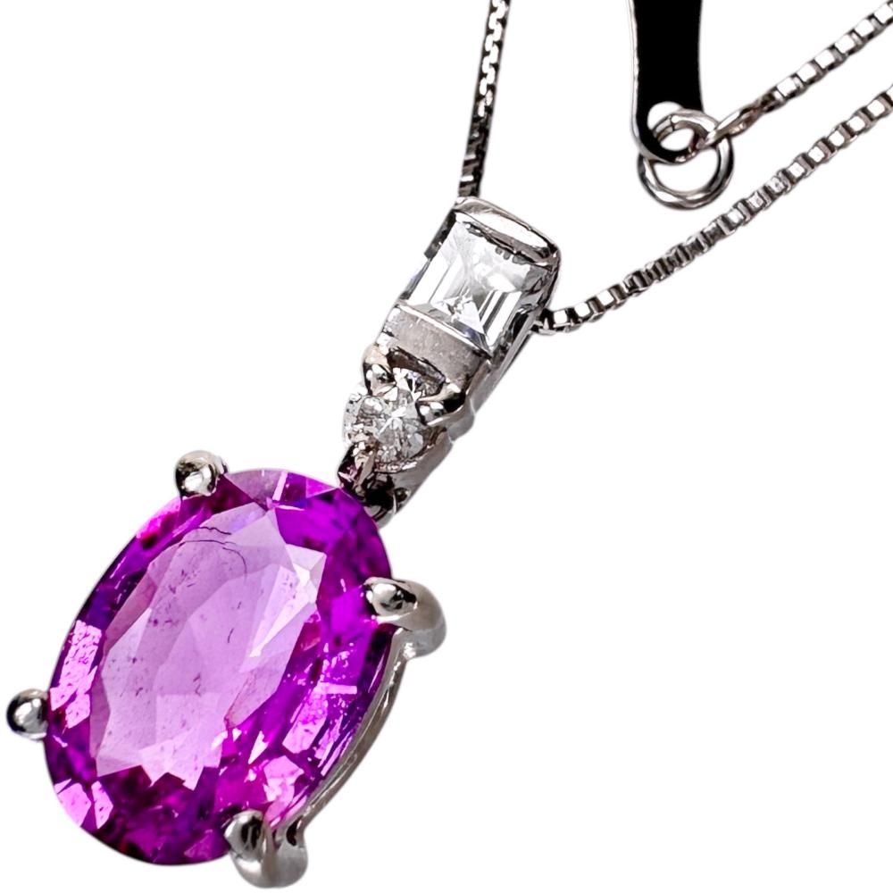 ピンクサファイア 1.373ct ダイヤモンド 0.13ct ネックレス