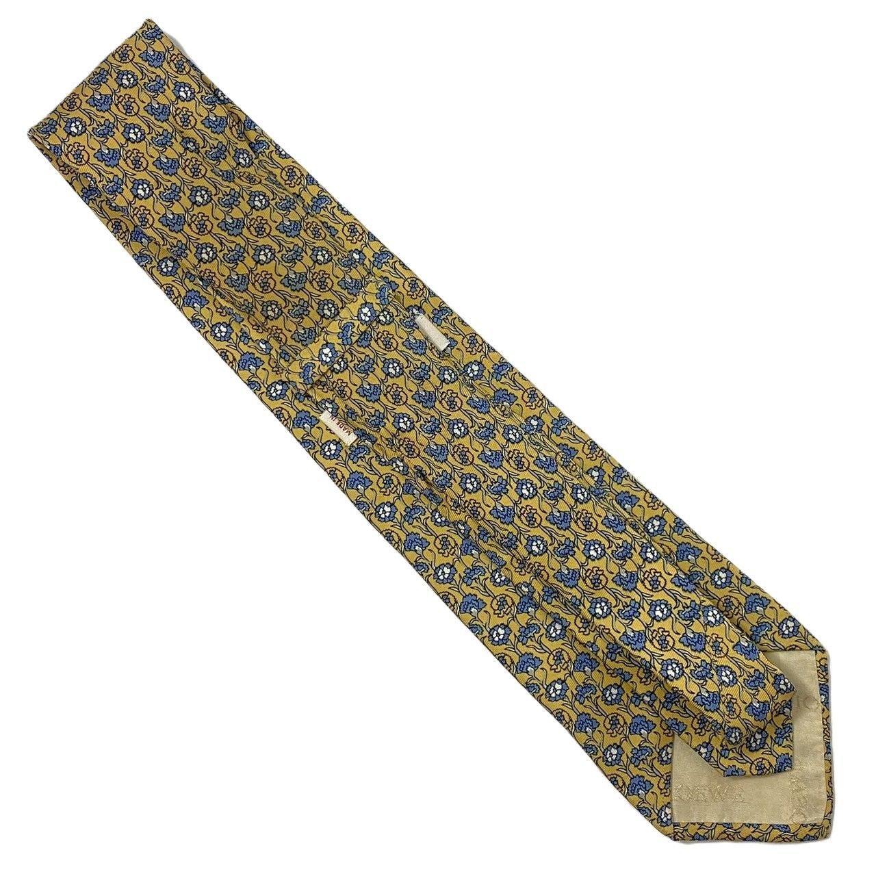 【新品タグ付き✨】ロエベ ネクタイ イエロー 花柄 総柄 アナグラム シルク SJ3【LOEWE】ネクタイ SILK/シルク 100% イエロー/黄色 ブルー