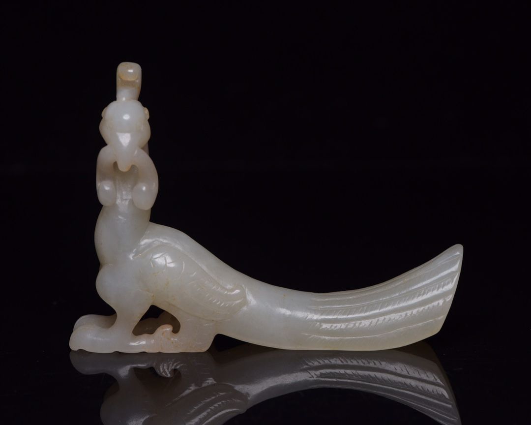 旧家蔵出し 和田玉細密彫 高古件 透空彫 鳳鳥 置物 賞物 供養品 古美術品 収集家