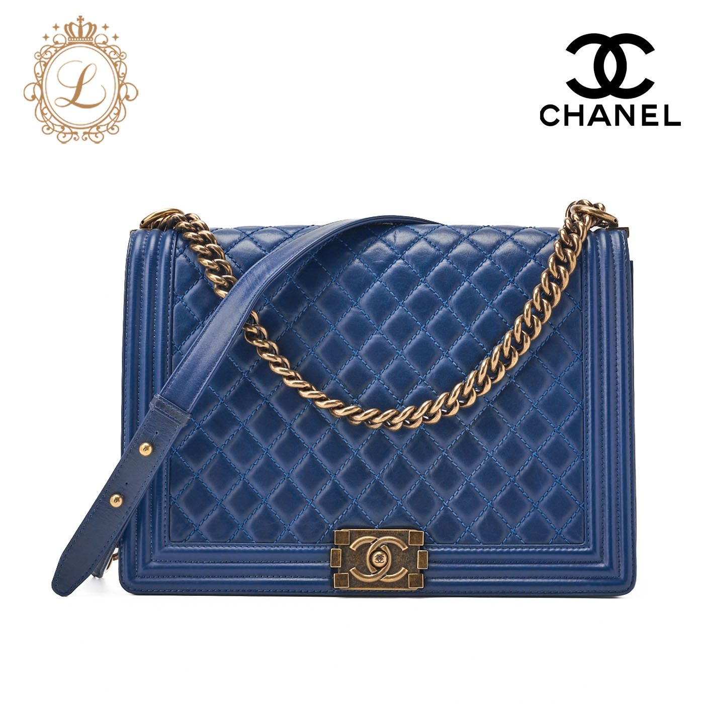CHANEL シャネル ボーイシャネル マトラッセ チェーンショルダー ヴィンテージカーフ ラージサイズ ゴールド金具 レディースバッグ ハイブランド 送料無料