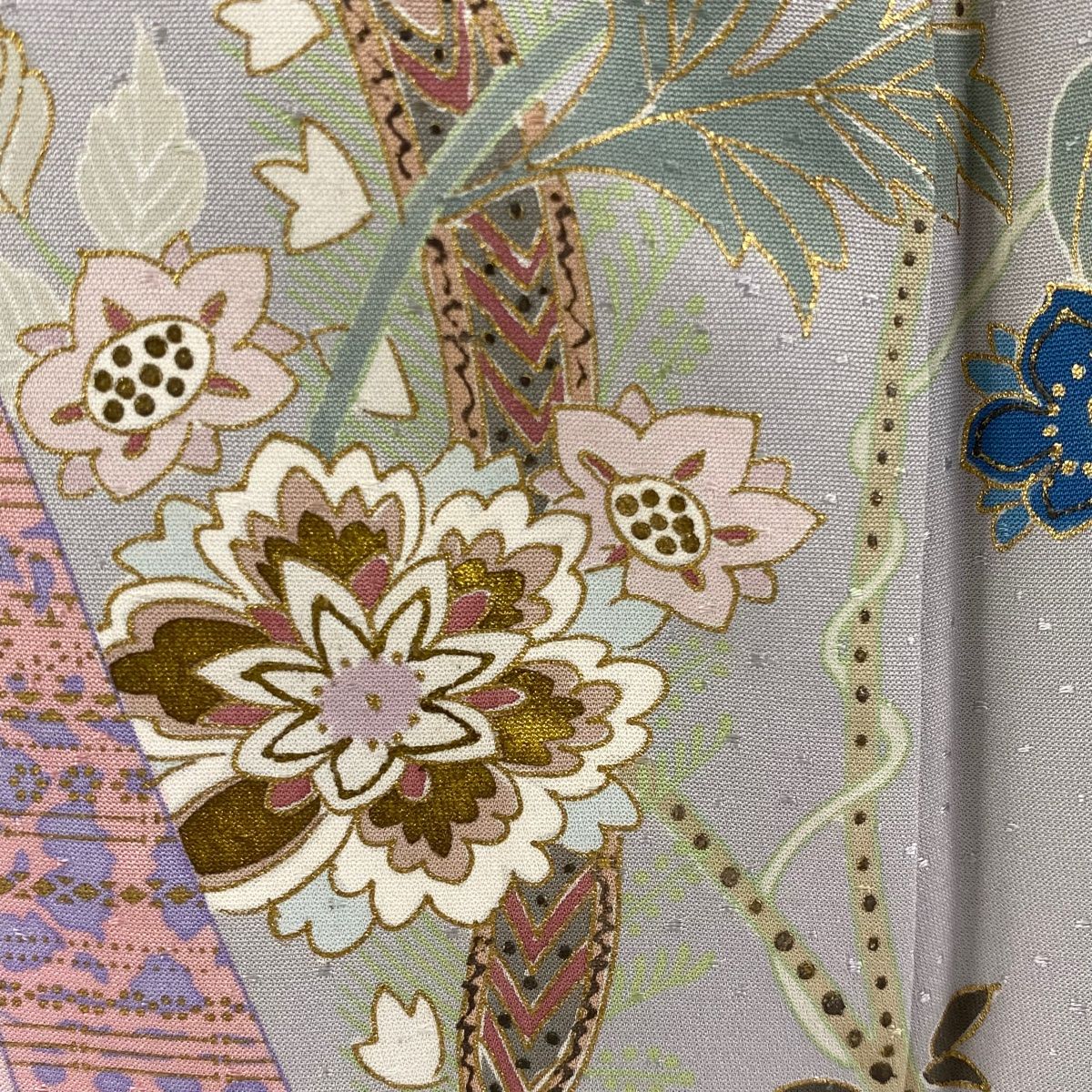 作家もの 辻ヶ花 藤の花 椿 訪問着 着物 033a p