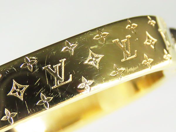 美品】ルイヴィトン LOUIS VUITTON カフ ナノグラム バングル