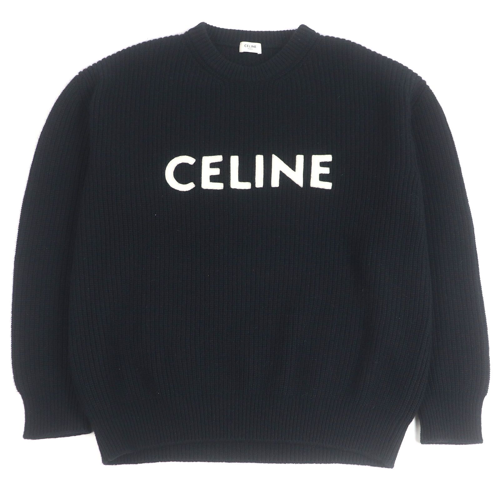 美品□CELINE セリーヌ 2A19R205O ウール アンゴラ ロゴパッチ  