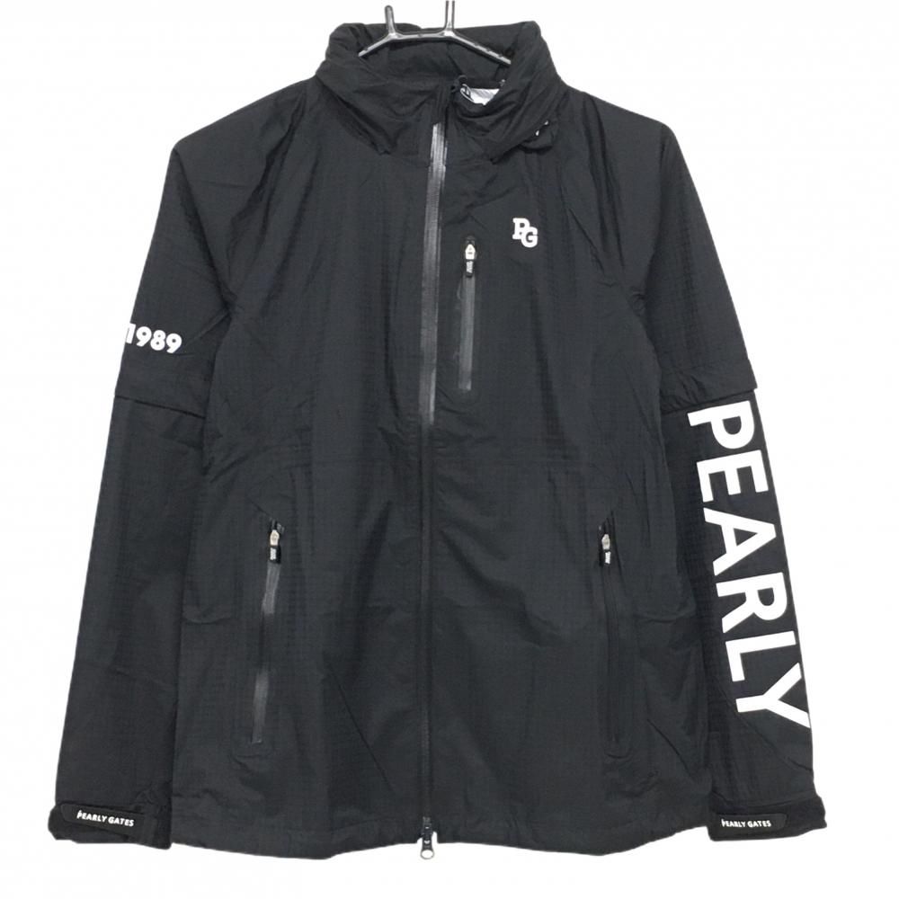 パーリーゲイツ 2WAYレインジャケット ダークネイビー×白 地模様 袖着脱可 レディース 0 S ゴルフウェア PEARLY GATES