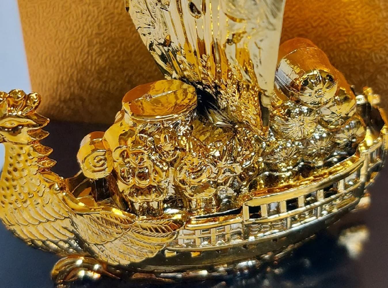 宝船 七福神 金彩 ゴールド シルバー メッキ 新品 開運七福神 宝船 開運招福宝船 金色の宝船 弁財天