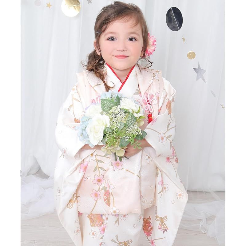 キョウエツ 七五三 女の子 3歳 フルセット 12桜鞠の橙彩 晴れ着 KYOETSU] [キョウエツ] 七五三 3歳 女の子 着物 セット 被布