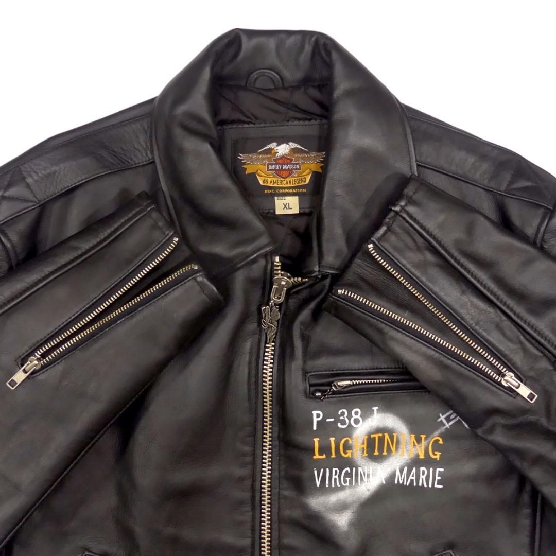 ハーレーダビットソン レザー　ジャケット ダブル キルティング ハーレーダビッドソン ライダースジャケット XL キルティング