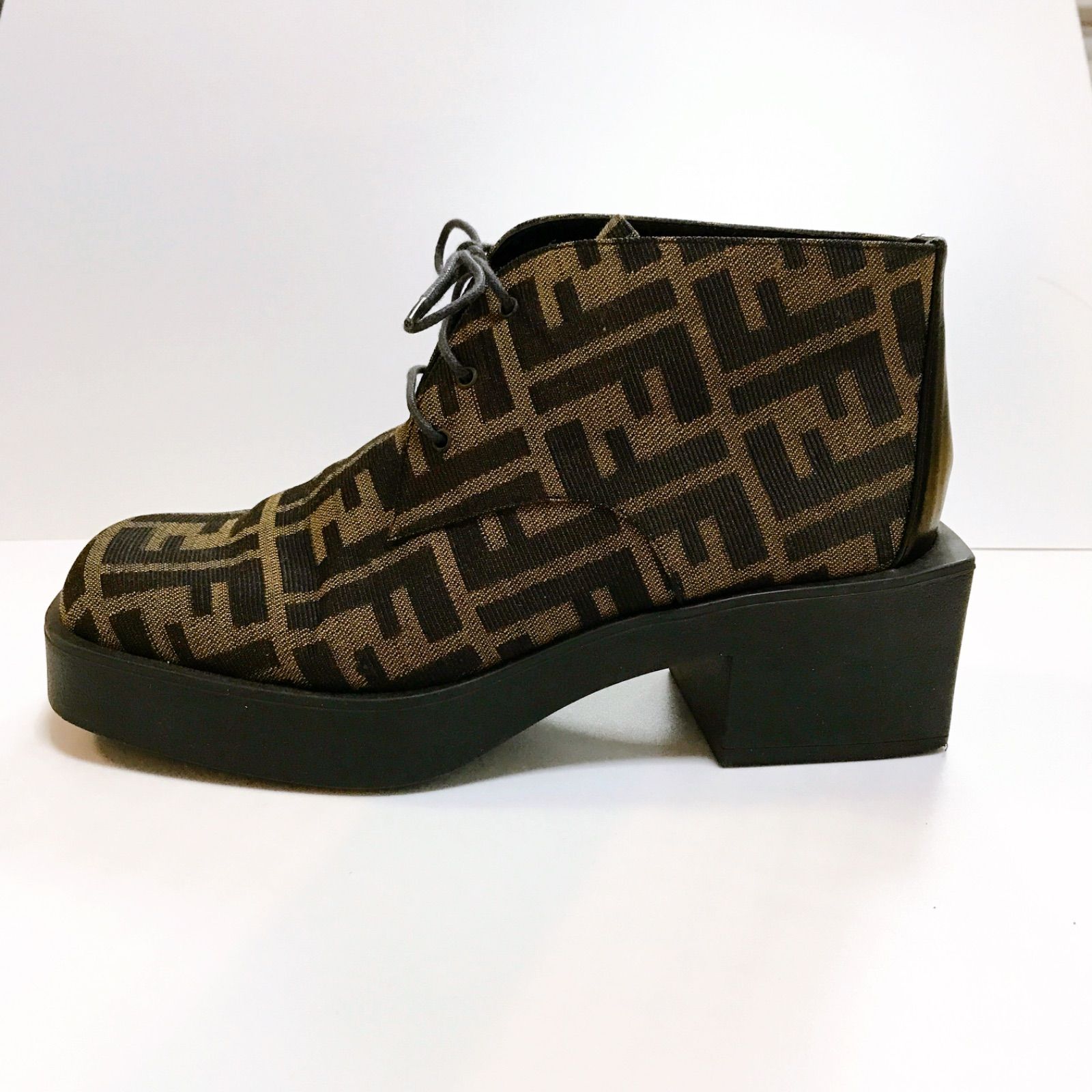 FENDI フェンディ 厚底 ショートブーツ ズッカ柄 ヴィンテージ 36 