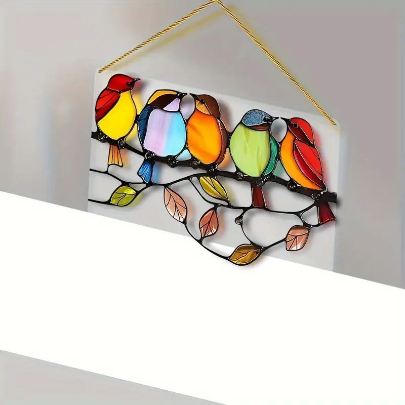 ステンドグラス窓サンキャッチャー窓用カワセミ鳥装飾 - ショップ