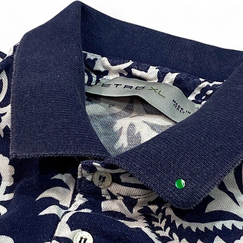 エトロ【ETRO 】ポロシャツ 半袖 XL エトロ ETRO 半袖 ポロシャツ XL 総柄 ネイビー KT60-D10-KG