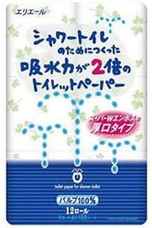 大王製紙 elleair エリエール シャワートイレのためにつくった吸収力が2倍のトイレットペーパー 無香料 12ロール 6入り