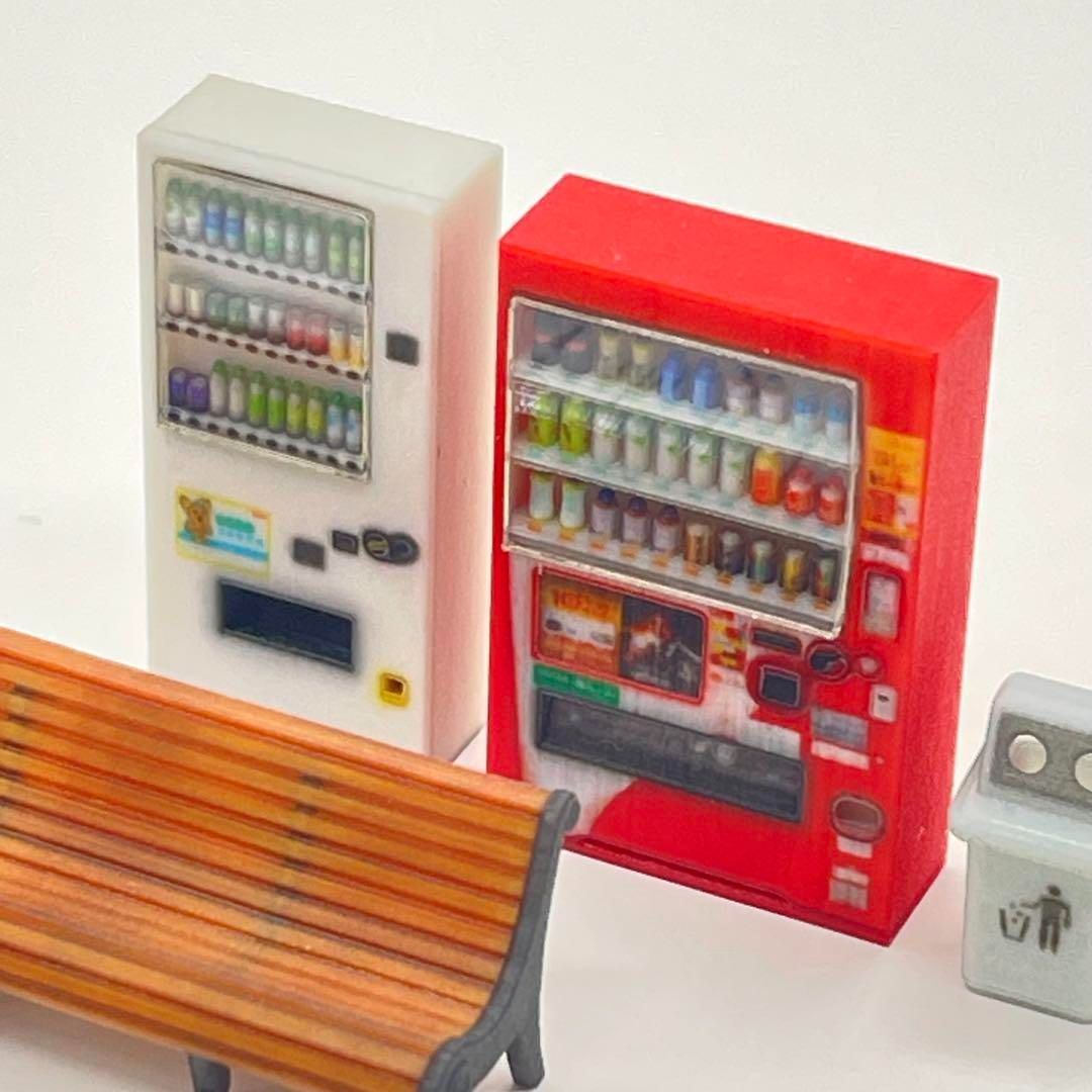 1/64 飲み物立体 自販機2個 ベンチ 空き缶入れ フィギュアに