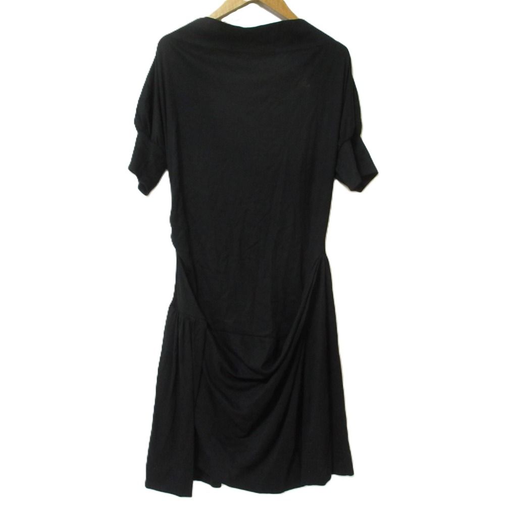 Vivienne Westwood RED LABEL ヴィヴィアンウエストウッド オーブ刺繡 ドレープ 半袖 ひざ丈 ワンピース 2 ブラック レディース 古着