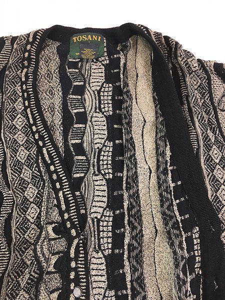 古着 90s Canada製 TOSANI 3D モノトーン ランダム ストライプ